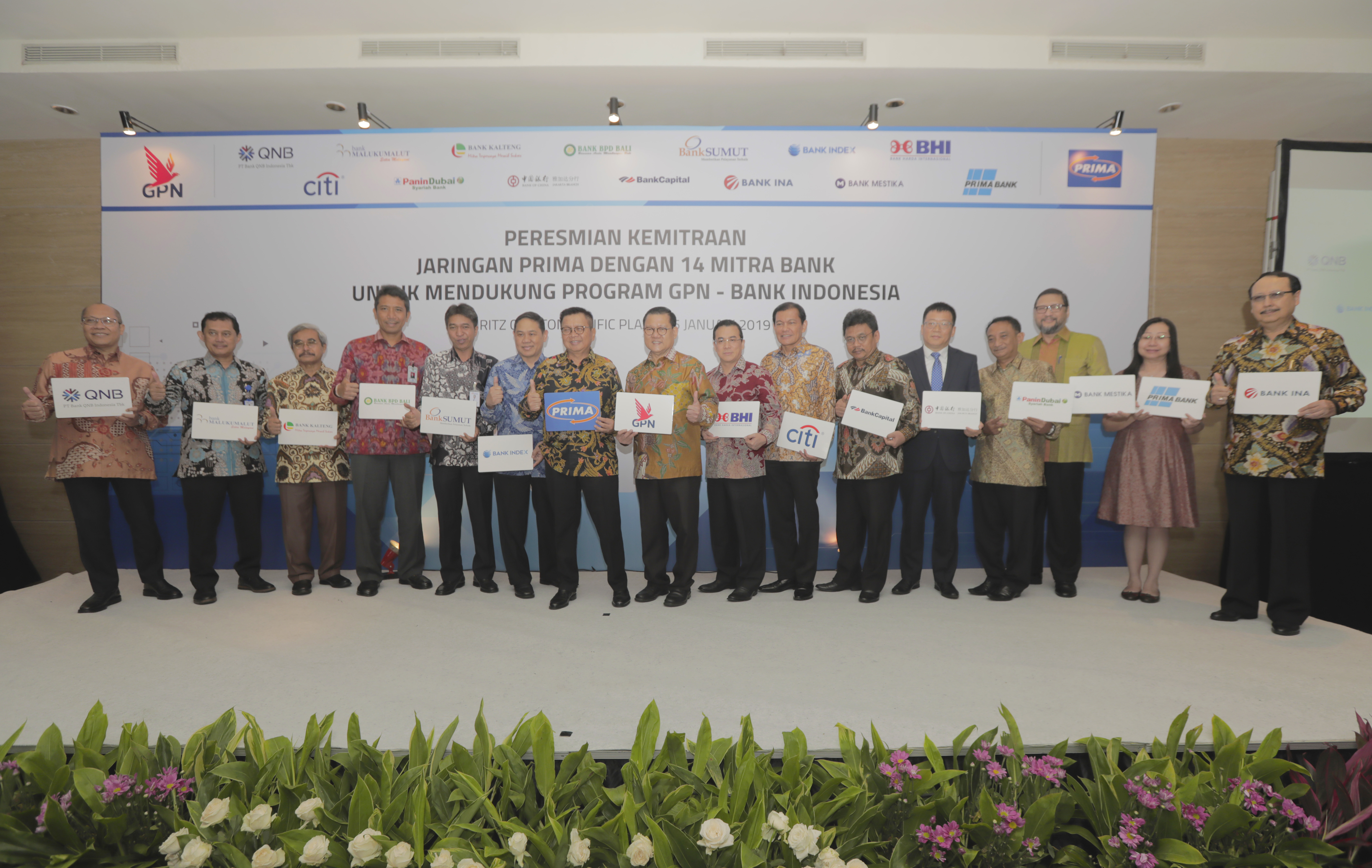 Peresmian Kemitraan Jaringan PRIMA dengan14 Mitra Bank untuk mendukung program GPN – BANK INDONESIA